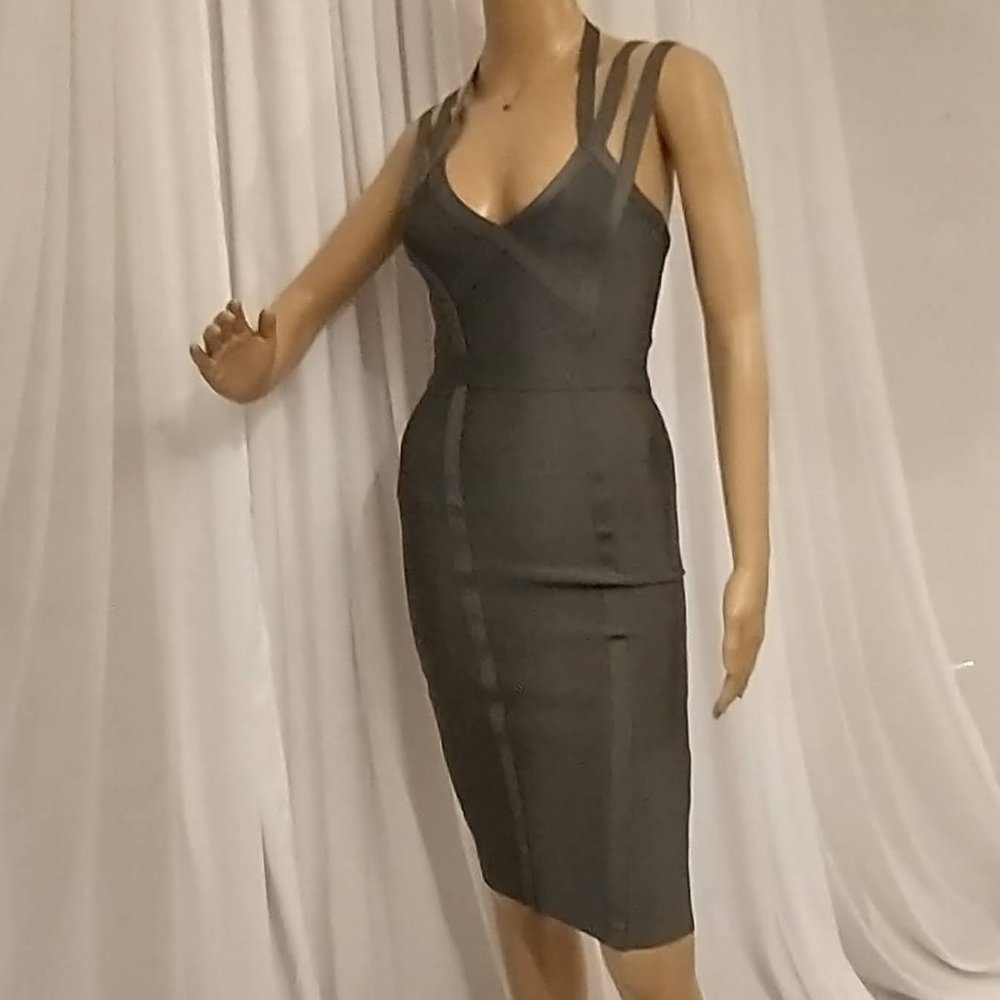 Bebe Dark Olive Green Bodycon Dress